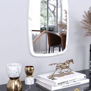 Beyaz Mermer Desen Banyo – Duvar Aynası 60 Cm